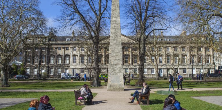 View of historic Queens Square in Bath