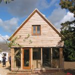 Exterior end view of a new house