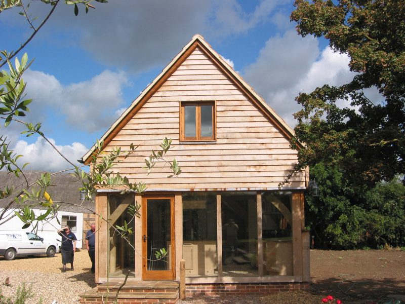 Exterior end view of a new house