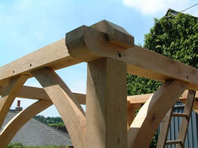 Corner joint in timber framed house